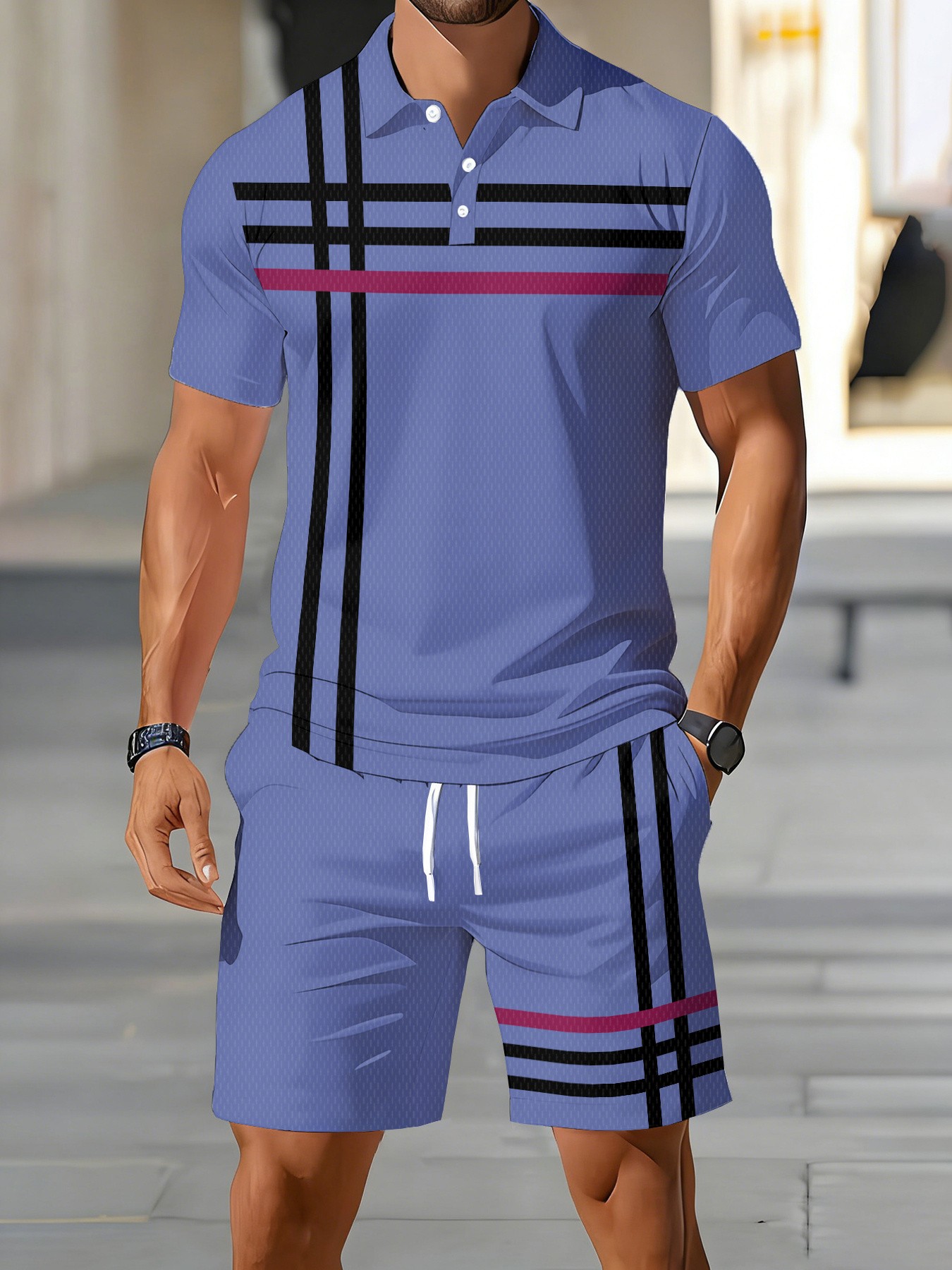 2026年夏 アメリカンメンズポロシャツセット ストリートカ - Men'S Fashion Polo Shirt のレビューと価格