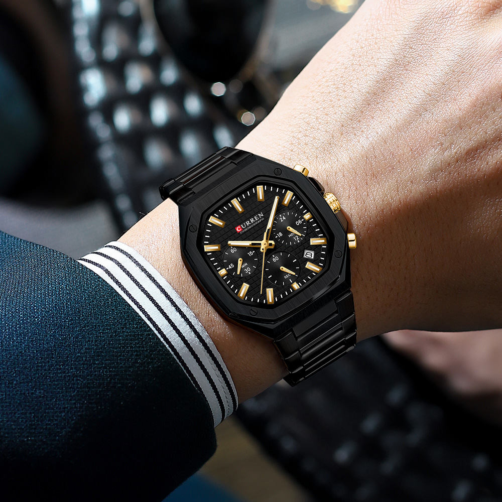 CURREN 高級スクエアクロノ腕時計男性用クラシックデザイ - Mens Fashion Watch のレビューと価格