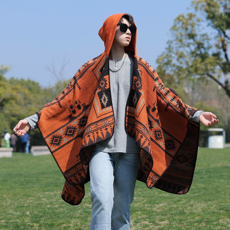 男性用ポンチョ イミテーションカシミア アルパカ風 エスニッ - Mens Fashion Poncho のレビューと価格