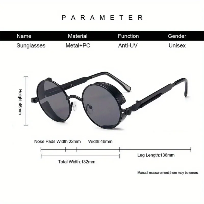 ファッションスポーツクラシックサングラス スチームパンクアイ - Men'S Fashion Round Glasses のレビューと価格