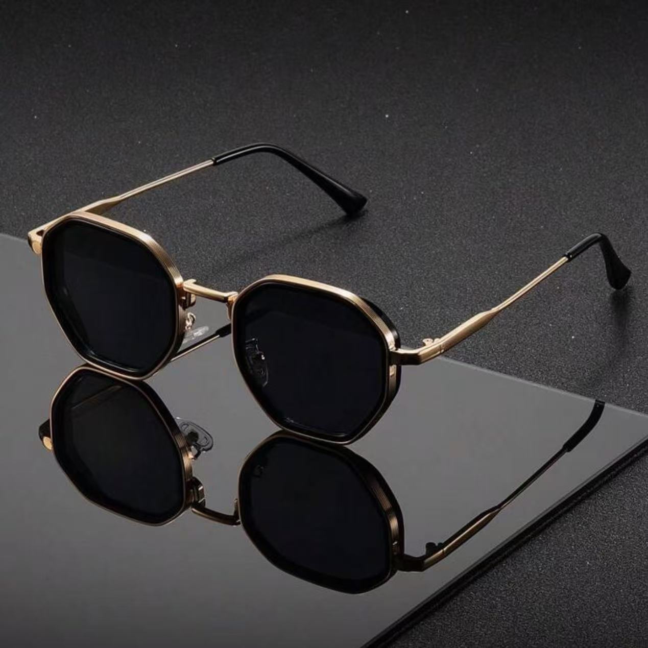 1 ペアユニセックスラウンドメタルファッショナブルなサングラ - Men'S Fashion Round Glasses のレビューと価格