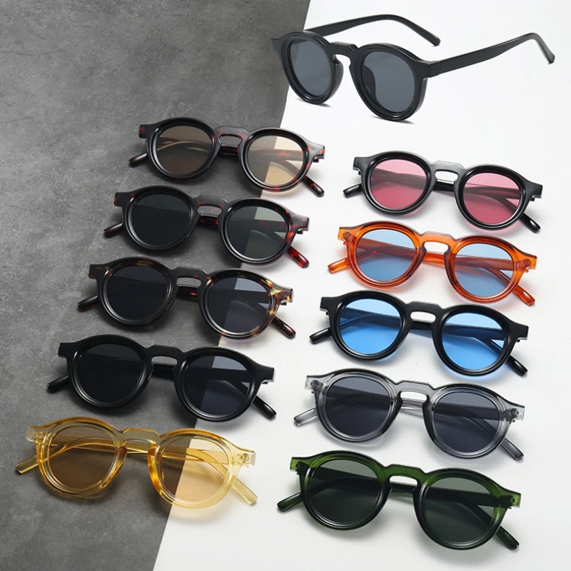 高品質ラウンドサングラス女性男性パンクシェードレトロトレンド - Men'S Fashion Round Glasses のレビューと価格